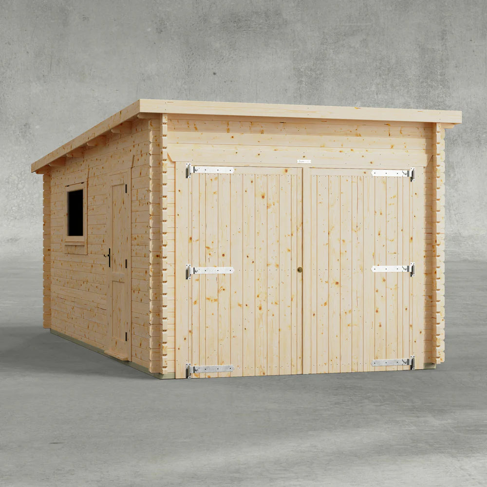 Pent Garage Log Cabin – 44mm