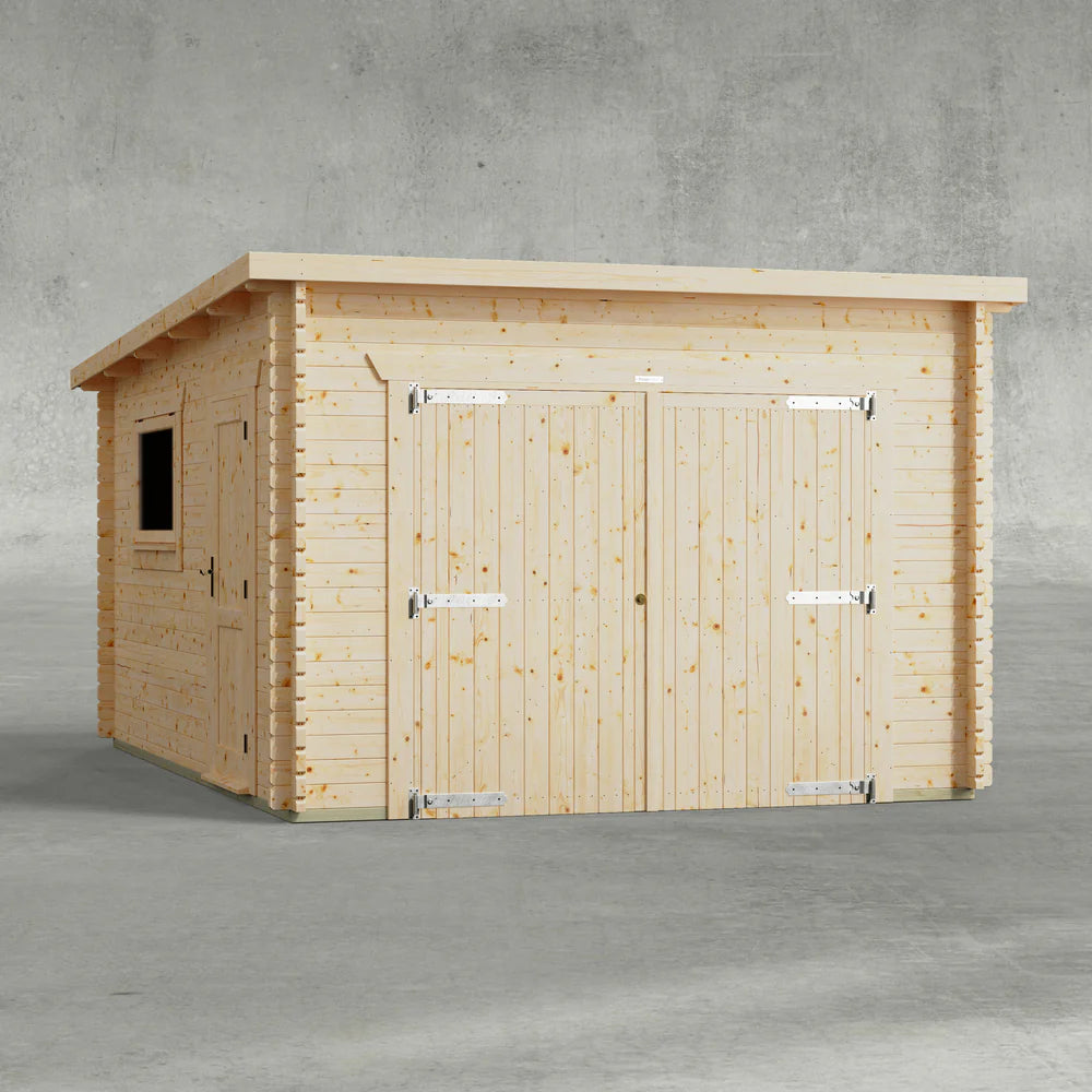 Pent Garage Log Cabin – 44mm