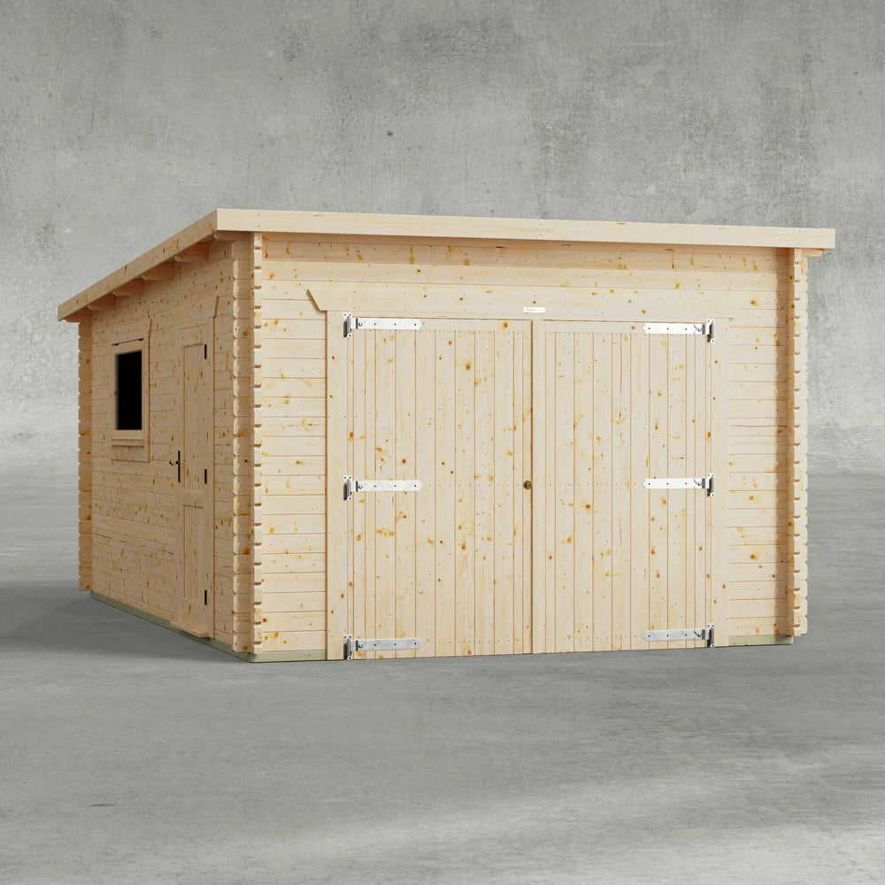 Pent Garage Log Cabin – 44mm