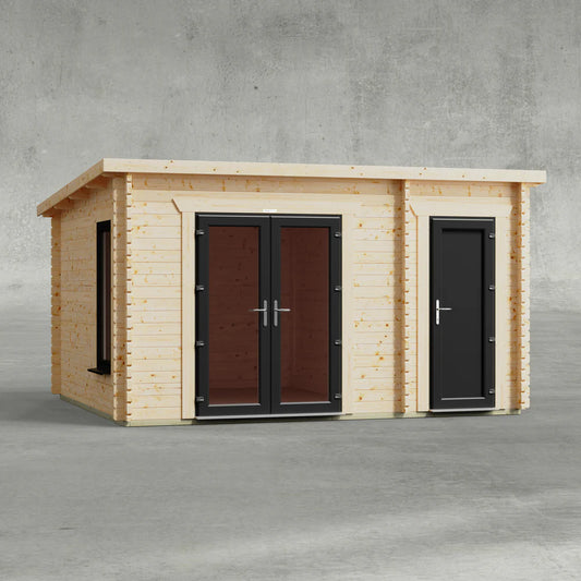 Pent Combi Log Cabin - 44mm
