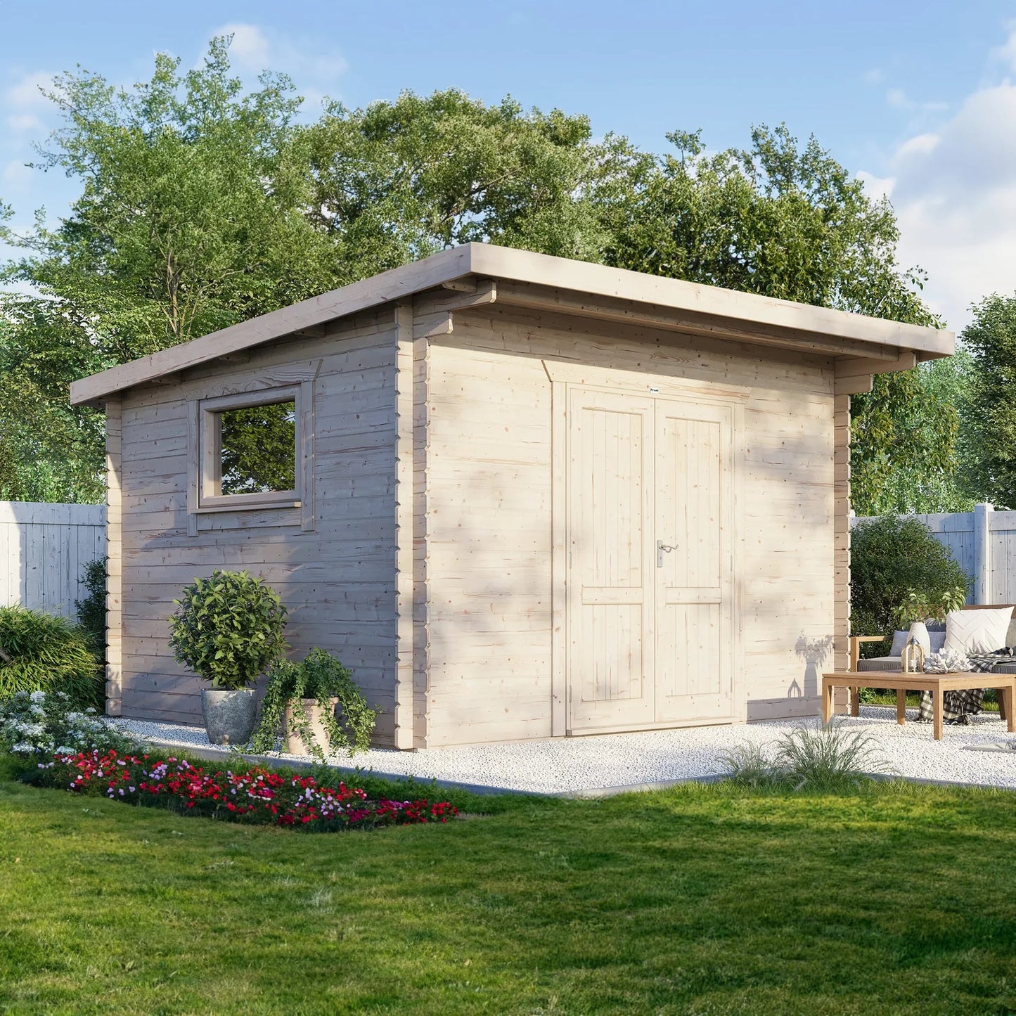 Pent Workshop Log Cabin – 28mm