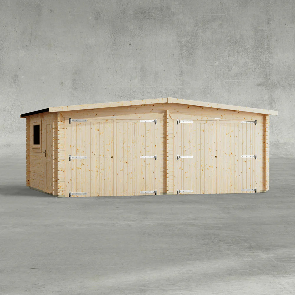 Apex Double Garage Log Cabin - 44mm