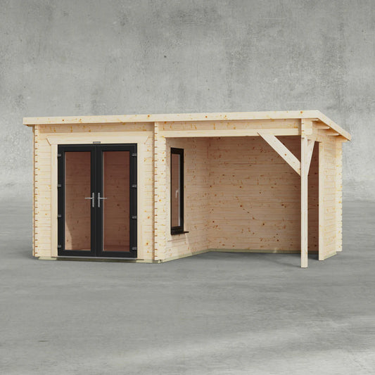 Pent Canopy Log Cabin – 44mm