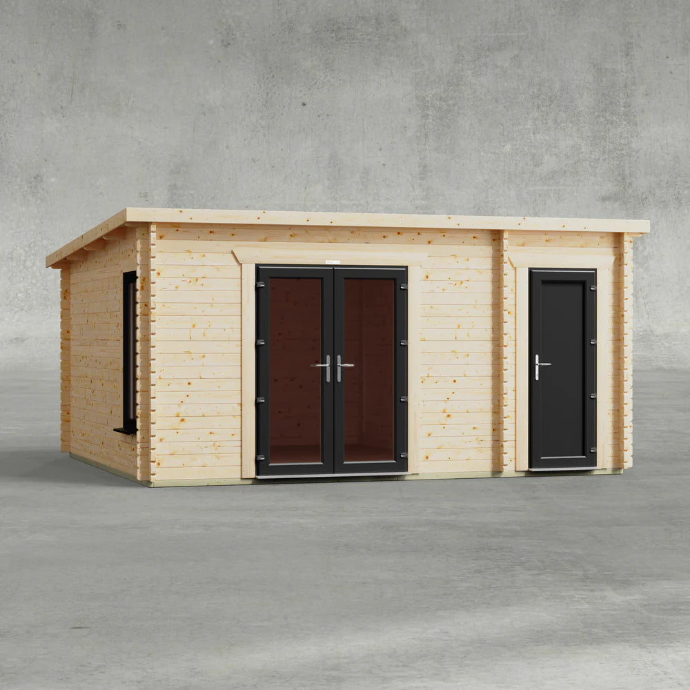 Pent Combi Log Cabin - 44mm