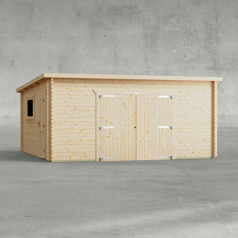 Pent Garage Log Cabin – 44mm