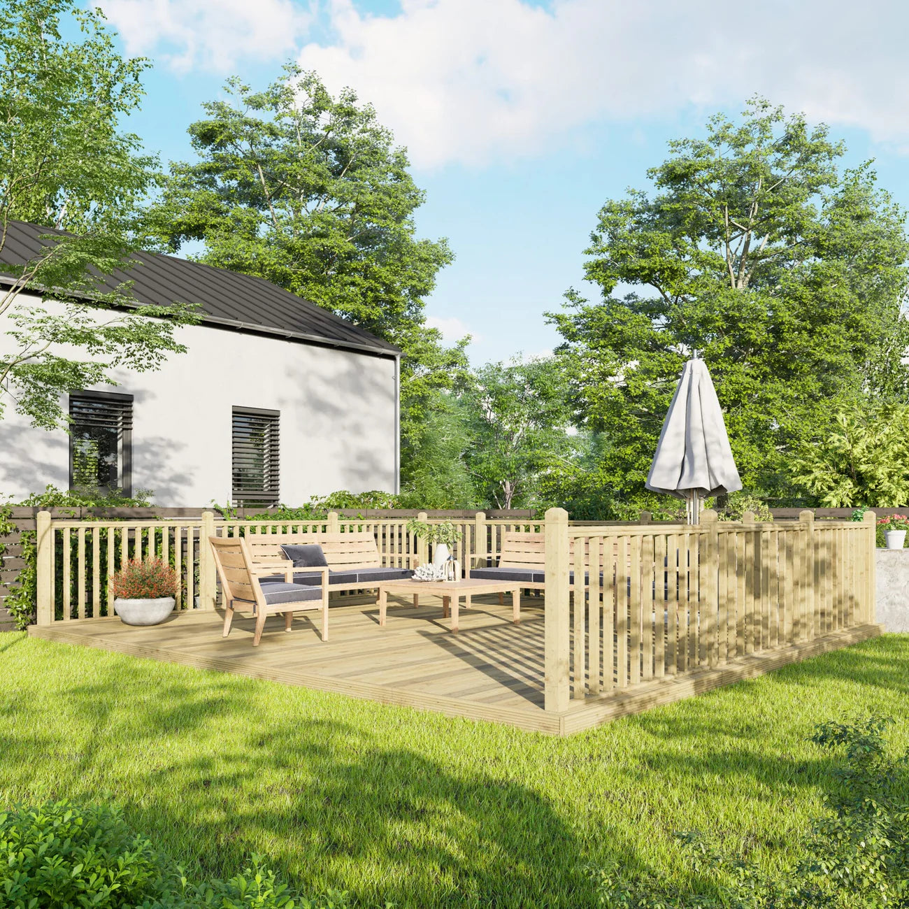 Powersheds Decking Kits - Handrails on Three Sides