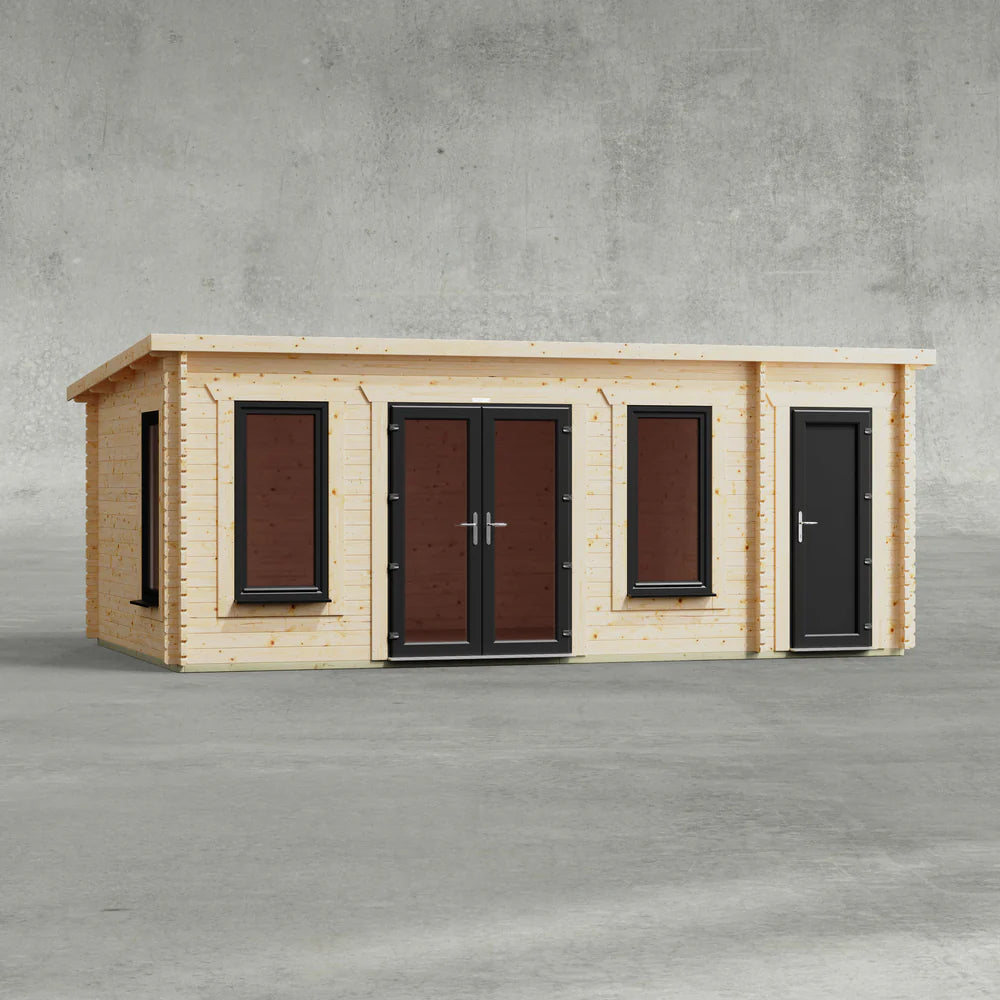 Pent Combi Log Cabin - 44mm