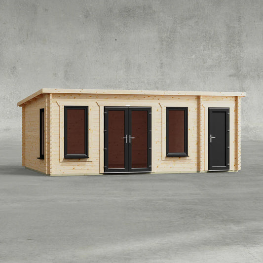 Pent Combi Log Cabin - 44mm