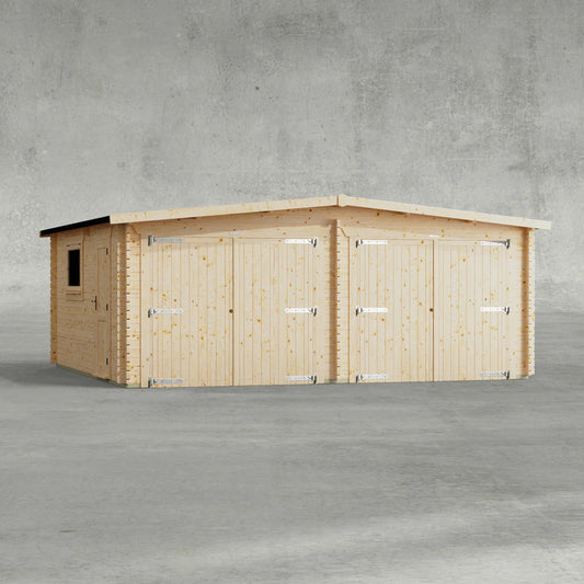 Apex Double Garage Log Cabin - 44mm