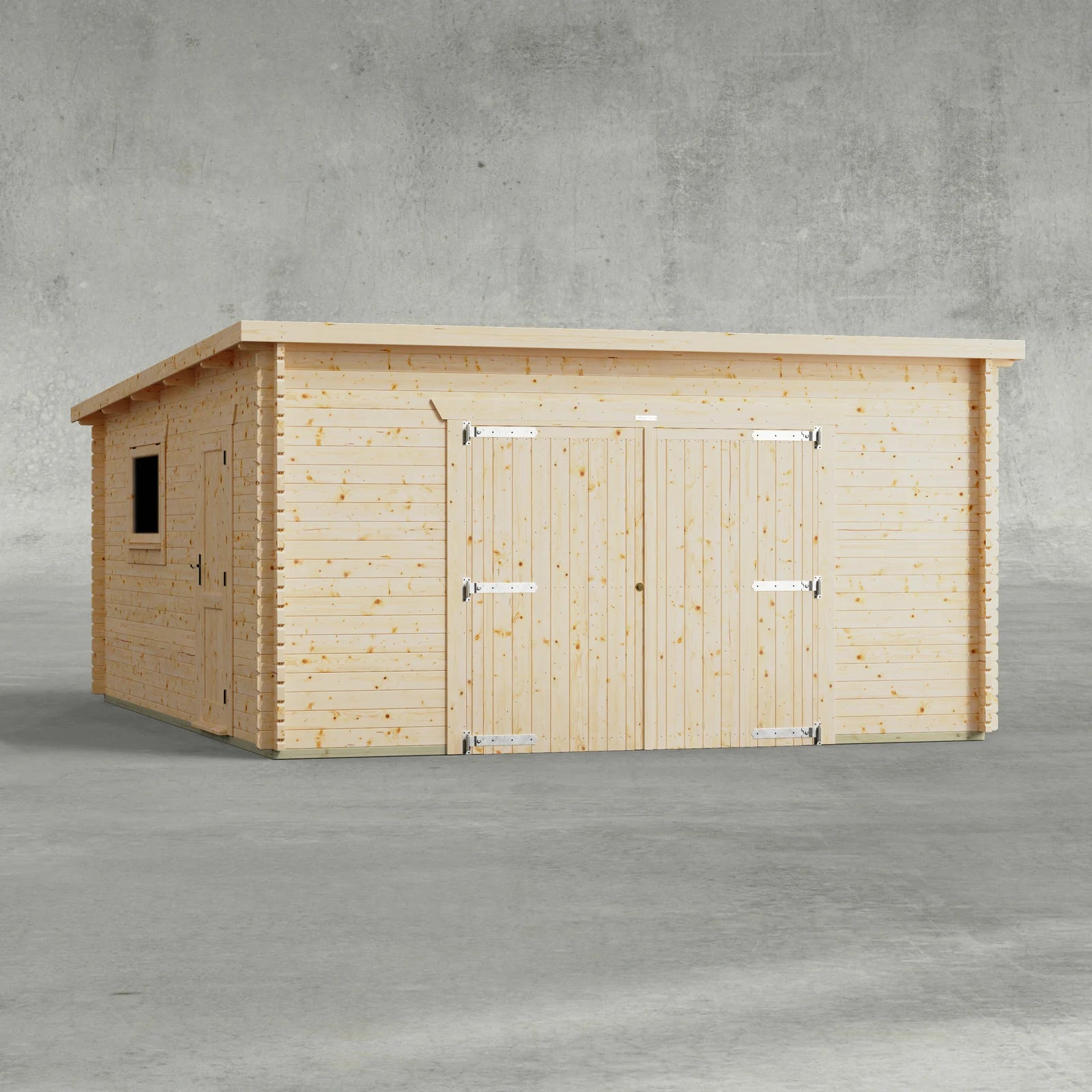 Pent Garage Log Cabin - 44mm