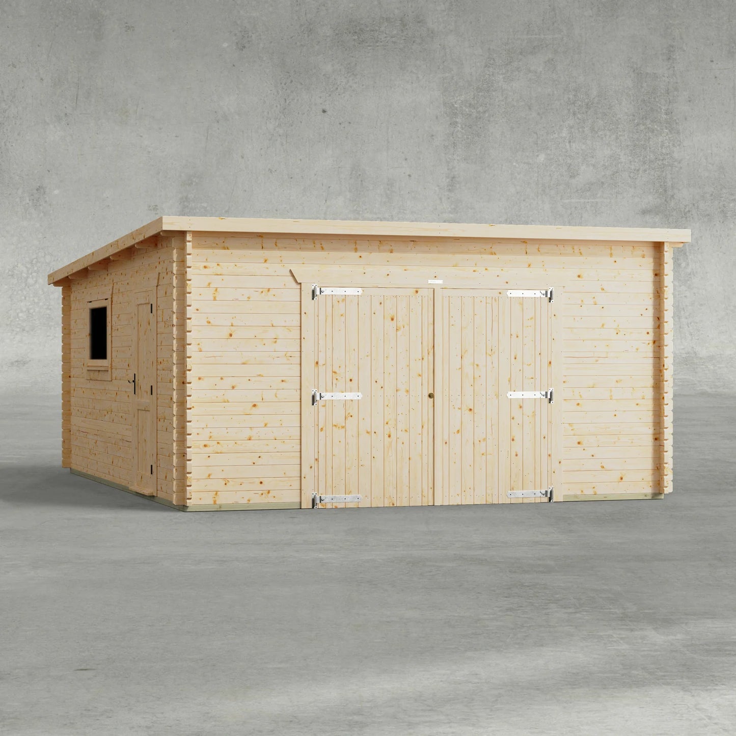 Pent Garage Log Cabin - 44mm