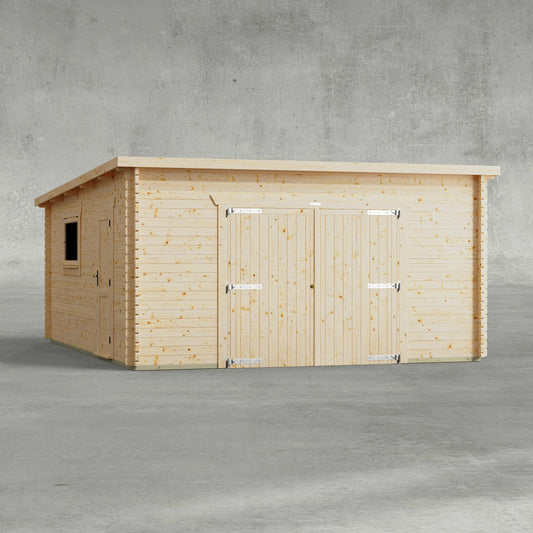 Pent Garage Log Cabin - 44mm