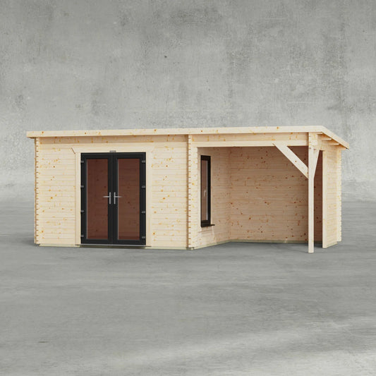 Pent Canopy Log Cabin - 44mm